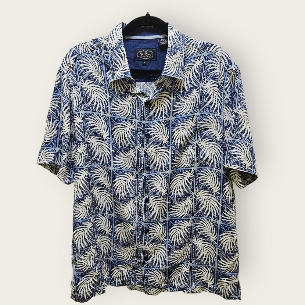 Nat‎ Nast Luxury Original Silk Cotton Mens Hawaiian Shirt Medium Tropical